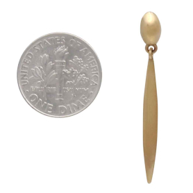 Bronze Small Oval Post Earrings with Long Pod Dangle with Dime