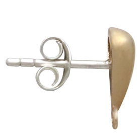 Bronze Small Teardrop Post Earrings with Loop Side View