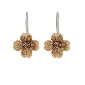 Bronze Dogwood Flower with Hook Earrings 21x13mm
