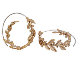 Bronze Laurel Wreath Hoop Earrings 30x14mm
