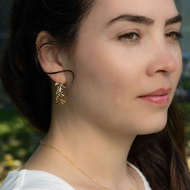 Bronze Laurel Wreath Hoop Earrings on model
