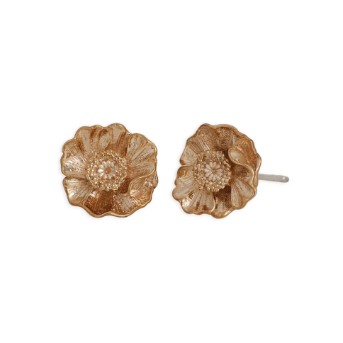 Bronze Poppy Flower Post Earrings 10x10mm