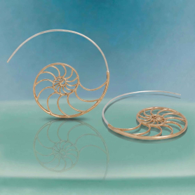 Nautilus Spiral Hoop Earrings 36x44mm
