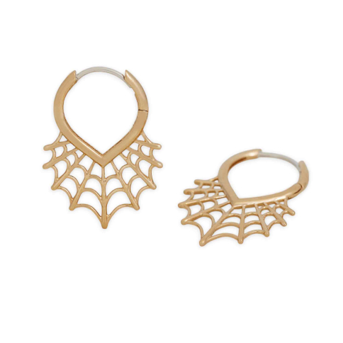 Bronze Spiderweb Huggies 27x19mm