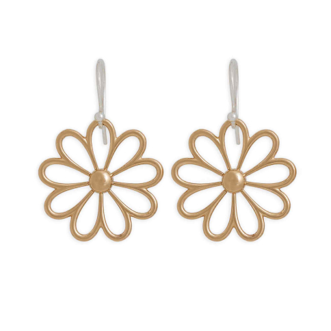 Bronze Large Openwork Daisy Dangle Earrings 34x24mm