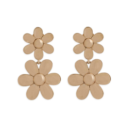 Bronze Two Daisy Dangle Post Earrings 29x17mm
