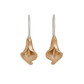 Bronze Calla Lily Hook Earrings 27x9mm