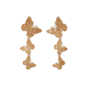 Bronze Three Butterfly Post Earring 40x16mm