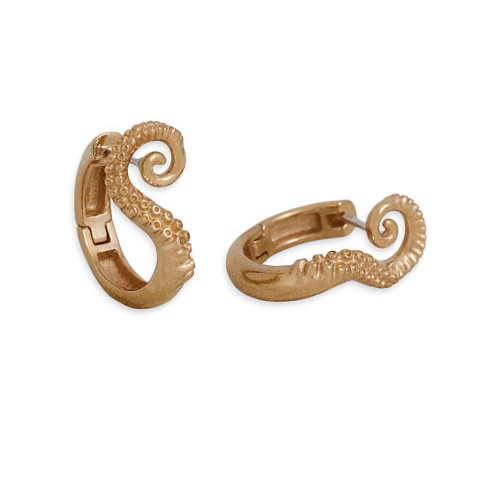 Bronze Octopus Huggie Hoops 20x17mm