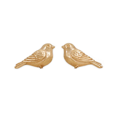 Bronze Chickadee Stud Earrings 6x11mm