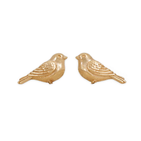 Bronze Chickadee Stud Earrings 6x11mm