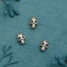 Sterling Silver Skull Solderable Charm 7x5mm