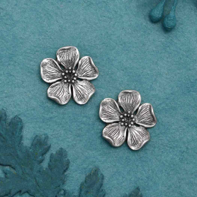 Sterling Silver Large Cherry Blossom Solderable Charm12x12mm