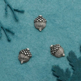 Sterling Silver Acorn Solderable Charm 7x5mm