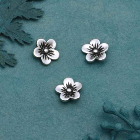 Sterling Silver Cherry Blossom Solderable Charm 8x8mm