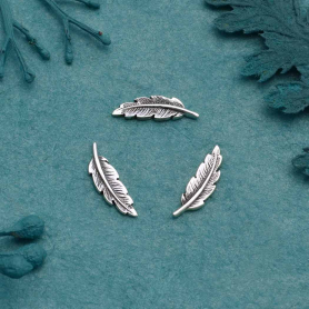 Sterling Silver Feather Solderable Charm 10x3mm