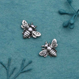 Sterling Silver Honey Bee Solderable Charm 9x11mm