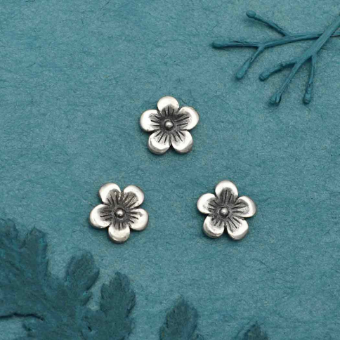 Sterling Silver Small Cherry Blossom Solderable Charm