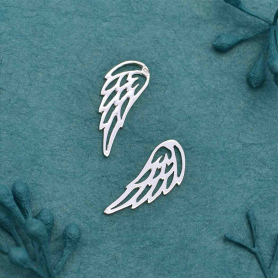 Sterling Silver Tiny Angel Wing Solderable Charm 14x6mm