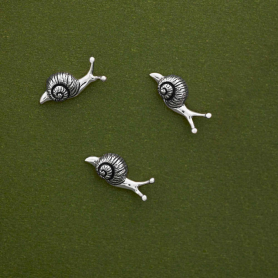 Sterling Silver Snail Solderable Charm 5x14mm