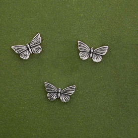 Sterling Silver Detailed Butterfly Solderable Charm 6x10mm