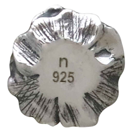 Sterling Silver Poppy Solderable Charm 11x11mm Back View
