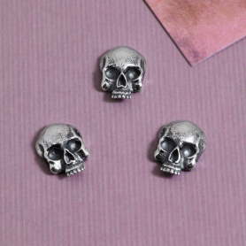 Sterling Silver Detailed Skull Solderable Charm 9x7mm
