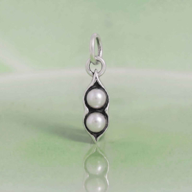 Luxe Silver Plate Two Peas in a Pod Charm on green background