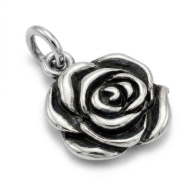 Luxe Silver Plate Rose Charm 17x11mm side view