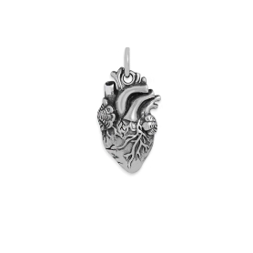 Luxe Silver Plate Anatomical Heart Charm 21x10mm