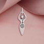 Luxe Silver Plate Fertility Moon Goddess Charm 23x7mm on pink background