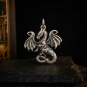 Luxe Silver Plate Fairy Tale Dragon Charm on dark background