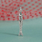 Luxe Silver Plate Sardine Pendant on blue background