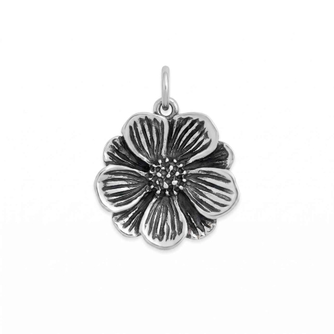 Luxe Silver Plate Peony Charm 20x16mm 