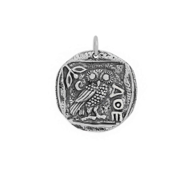 Luxe Silver Plate Ancient Owl Coin Charm 24x19mm
