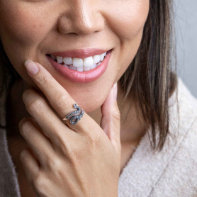 Luxe Silver Plate Octopus Tentacle Adjustable Ring on model