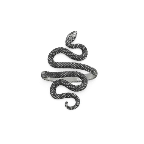 Luxe Silver Plate Textured Adjustable Snake Ring