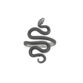 Luxe Silver Plate Textured Adjustable Snake Ring
