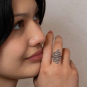 Luxe Silver Plate Textured Adjustable Snake Ring on hand