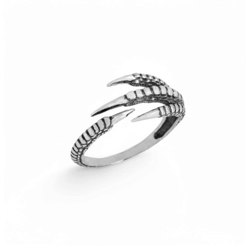 Luxe Silver Plate Adjustable Bird Claw Ring 