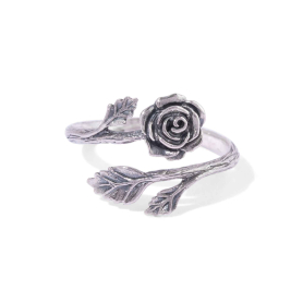 Luxe Silver Plate Adjustable Rose Ring