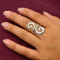 Luxe Silver Plate Double Swirl Adjustable Ring on hand