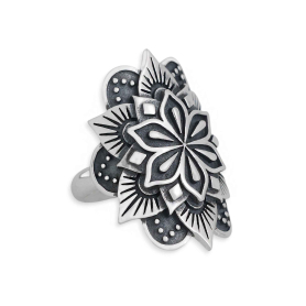 Luxe Silver Plate Mandala Ring side view