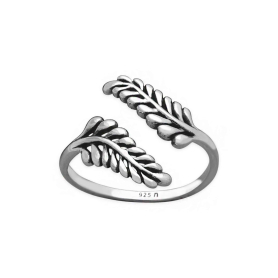 Luxe Silver Plate Adjustable Sprig Leaf Ring