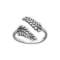 Luxe Silver Plate Adjustable Sprig Leaf Ring 