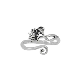 Luxe Silver Plate Adjustable Lotus Ring