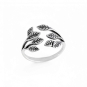 Luxe Silver Plate Leaf Cluster Adjustable Ring