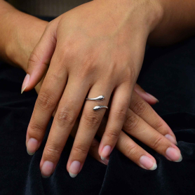 Luxe Silver Plate Adjustable Teardrop Ring on hand