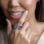 Luxe Silver Plate Adjustable Dimensional Butterfly Wing Ring on hand