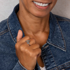 Luxe Silver Plate Sea Turtle and Wave Adjustable Ring on model